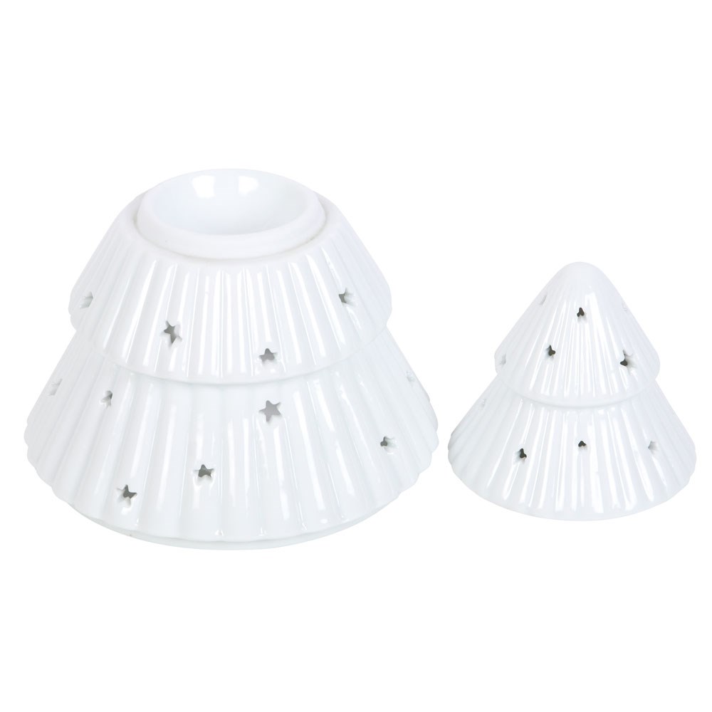 Sfeervol interieur met waxbrander kerstboom wit van Roeloffs Candles – perfecte winterdecoratie