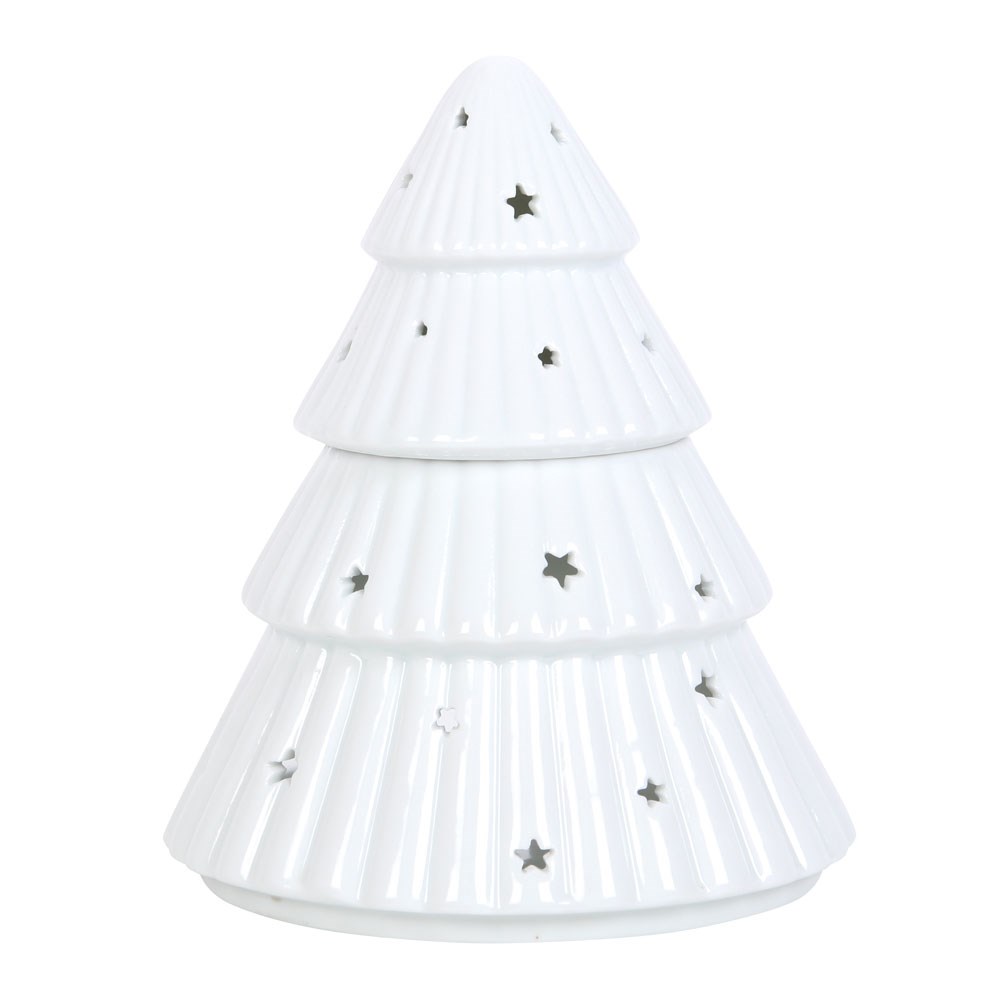 Waxbrander kerstboom wit – elegante keramische waxbrander in kerstboomvorm voor waxmelts