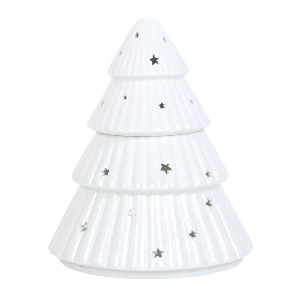 Waxbrander kerstboom wit – elegante keramische waxbrander in kerstboomvorm voor waxmelts