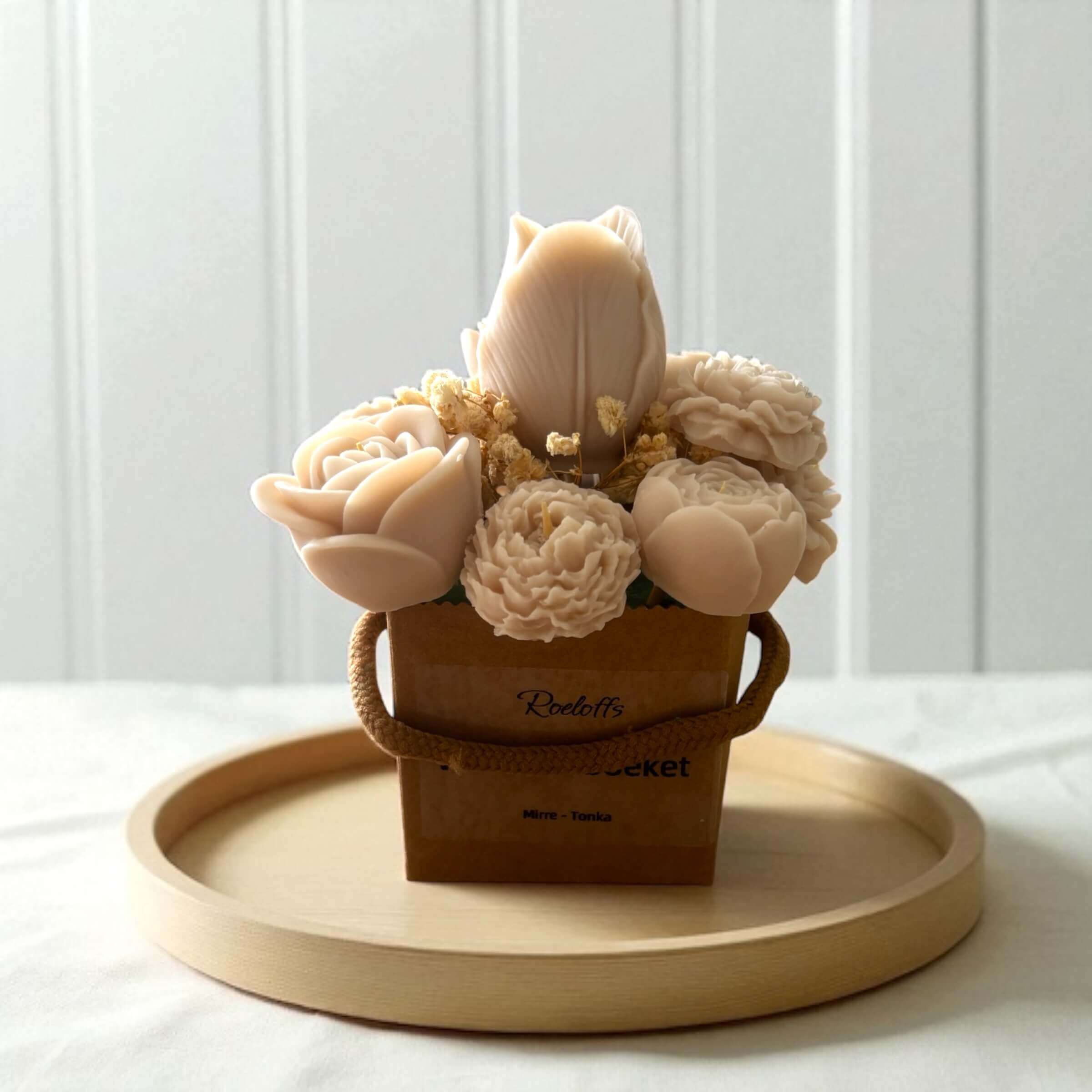 Waxmelt boeket beige sfeerfoto