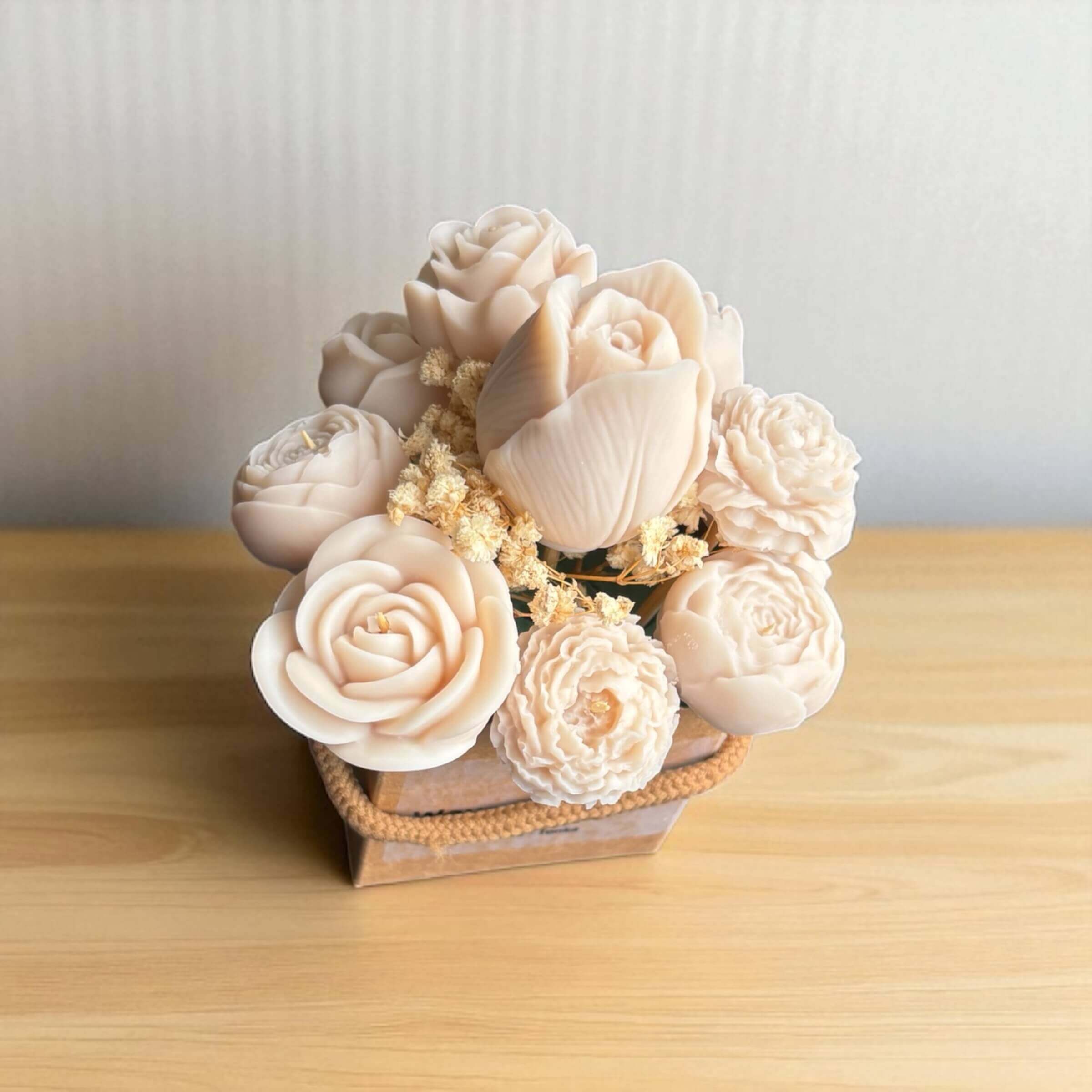 waxmelt boeket beige van bovenaf