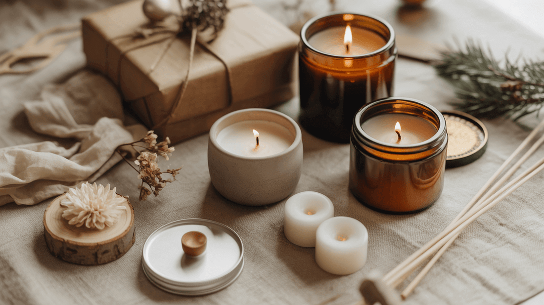 Sfeervolle Japandi flatlay met kleine wellness cadeaus onder 25 euro 