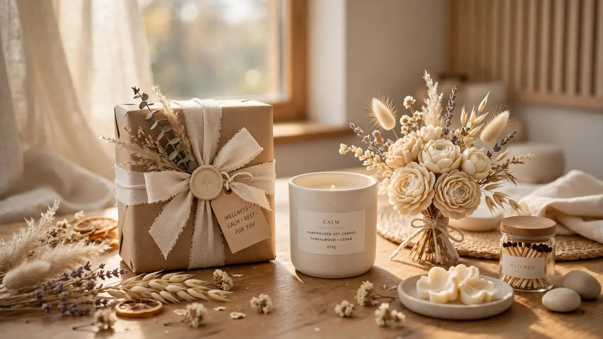5 Originele cadeaus voor vrouwen: handgemaakte geurkaarsen, waxmelts en geurstokjes in een stijlvolle wellness setting