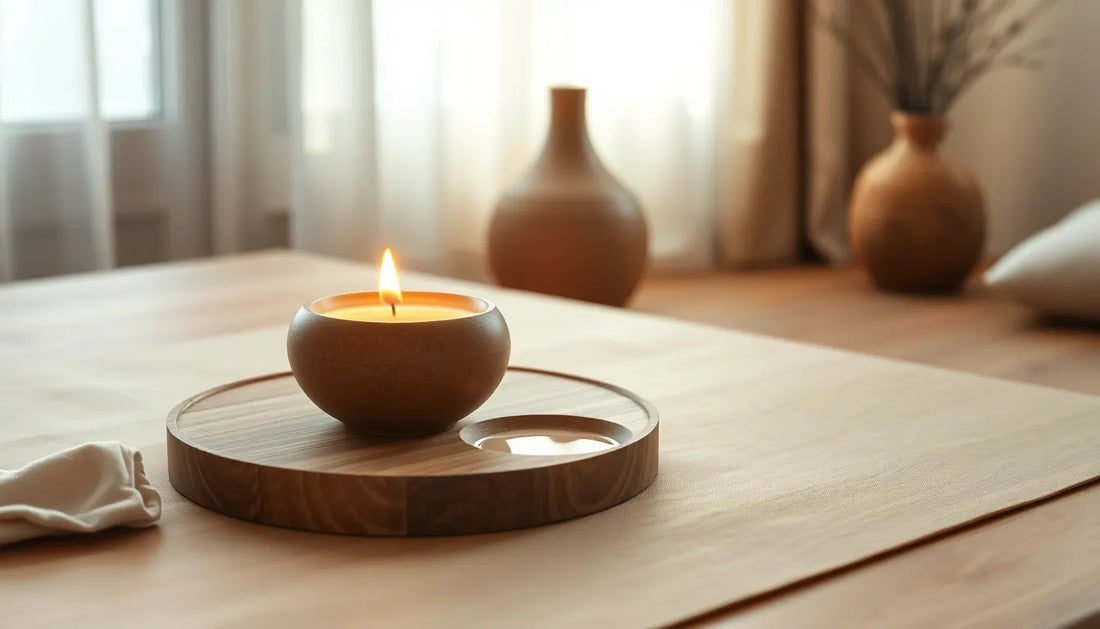 Elektrische waxbrander in Japandi interieur zonder open vlam