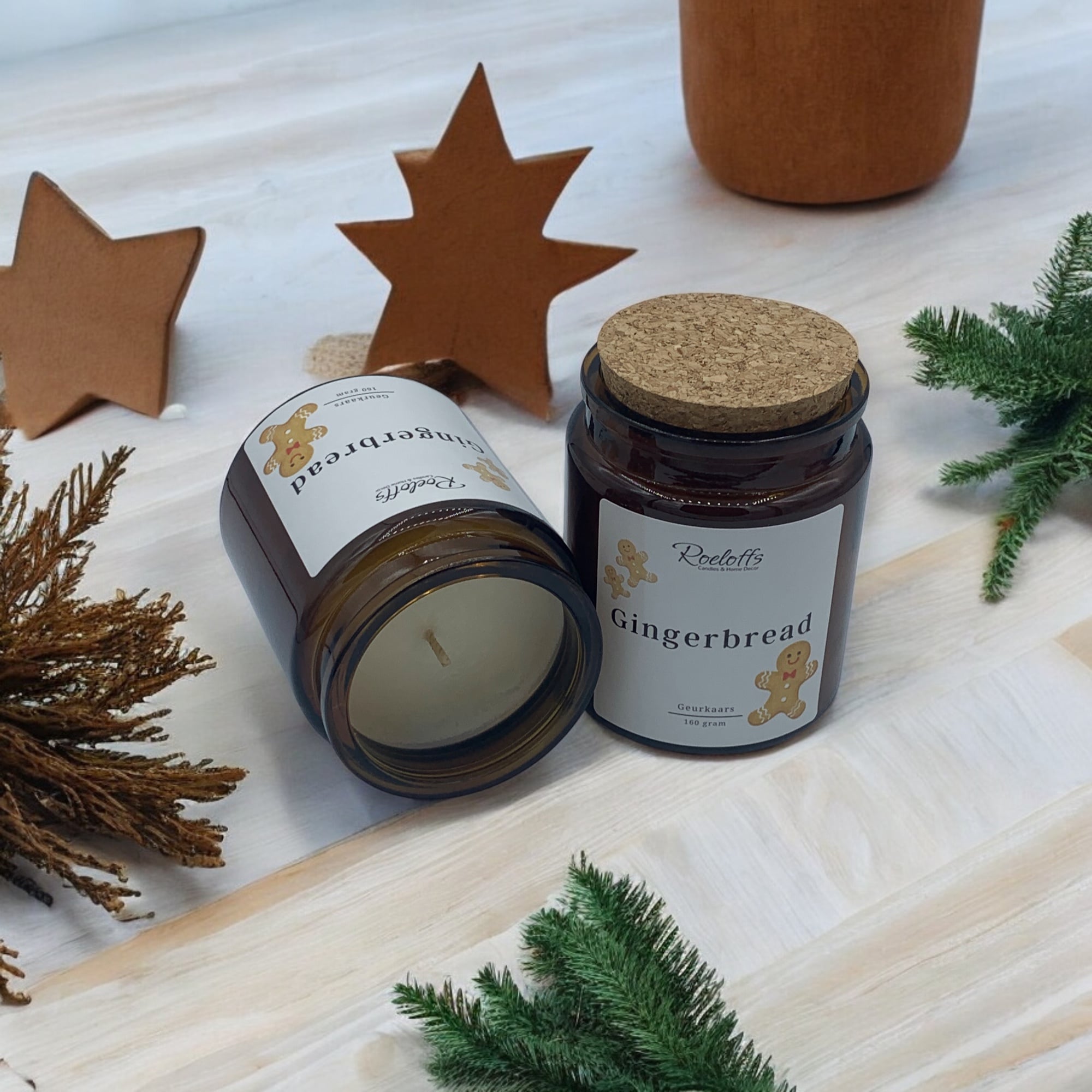 Amberkleurige geurkaars Gingerbread – geur van versgebakken koekjes en vanille