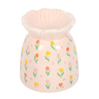 Waxbrander Tulpen in keramisch ontwerp met kleurrijke bloemenprint.