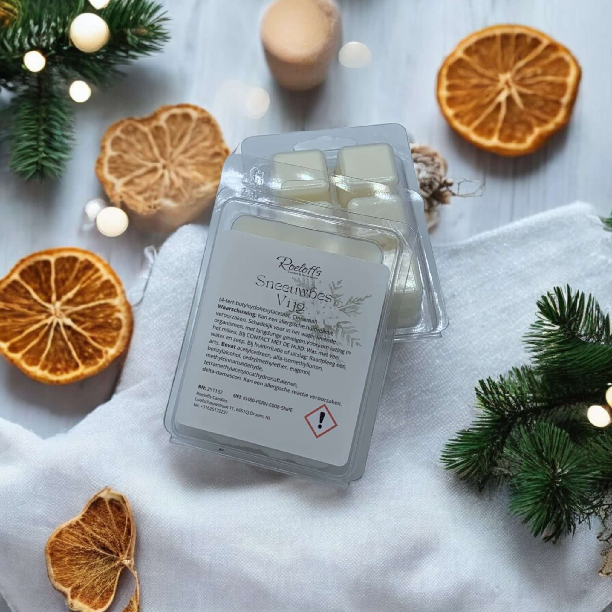 Winterse waxmelt Sneeuwbes Vijg in Japandi-stijl | Luxe geurende was voor een gezellige sfeer