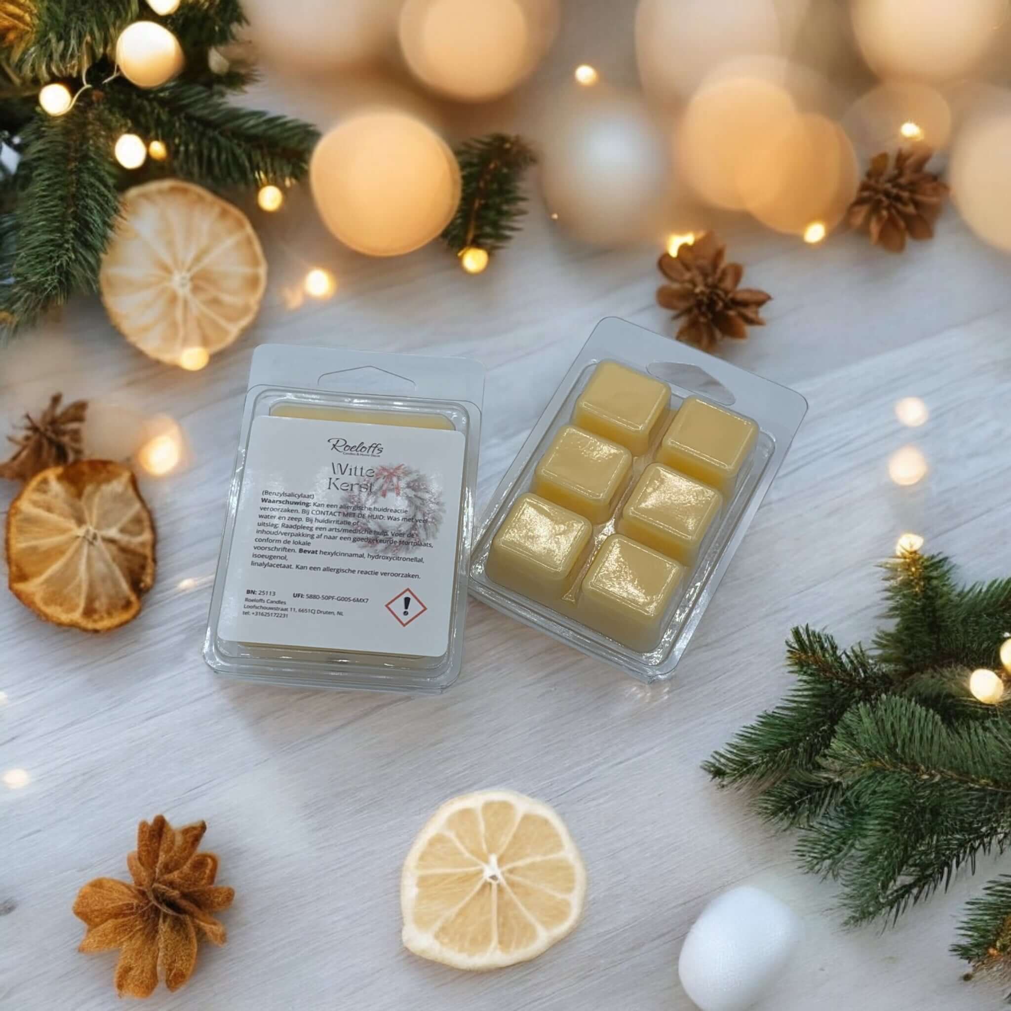 Handgemaakte waxmelt Witte Kerst | Rustgevende geur voor een warme, feestelijke sfeer in huis