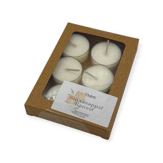 Geur waxinelichtjes Sinaasappel - Kaneel - Warm, kruidig en verwarmend. Deze geur waxinelichtjes nemen je mee naar een warme blokhut in de bossen.  Roeloffs Candles & Home Decor 