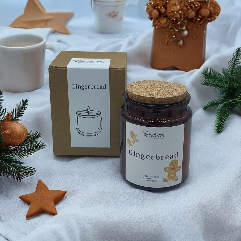 andgemaakte geurkaars Gingerbread van Roeloffs Candles – winterse geur voor een knus huis