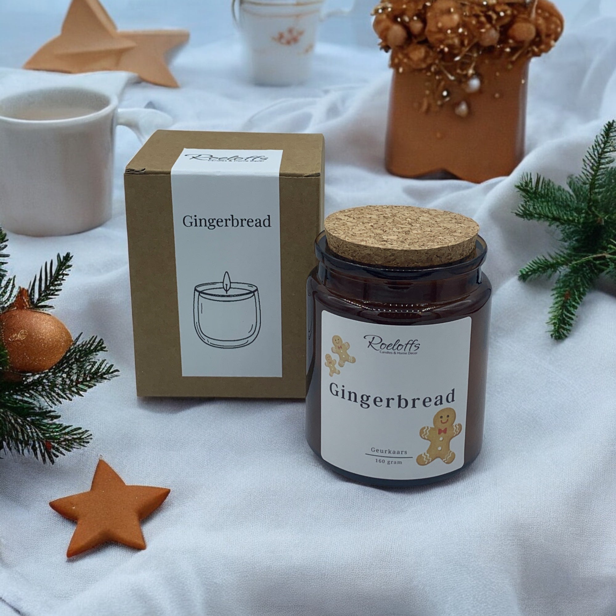 andgemaakte geurkaars Gingerbread van Roeloffs Candles – winterse geur voor een knus huis