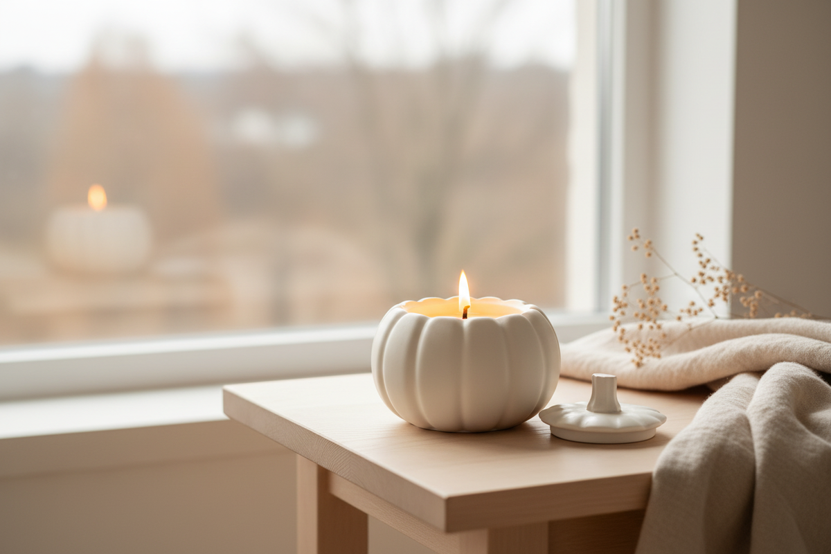 Pompoenkaars Verlicht – Warme Herfst Avond Scene