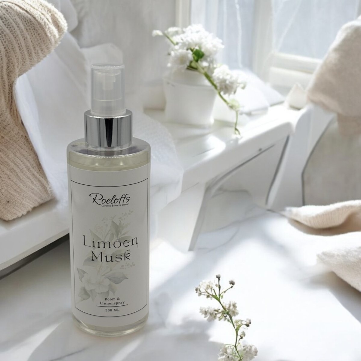Roomspray Limoen - Musk - Energie en ontspanning met enkele sprays van onze sterke huis spray. Geniet van de warme mannelijke omhelzing met roomspray Limoen - Musk Roeloffs Candles & Home Decor 