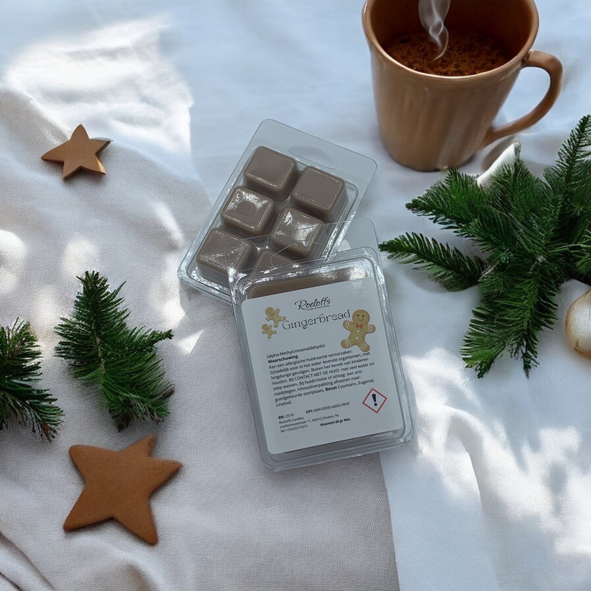 Wellness waxmelt Gingerbread in kerststijl – geur van versgebakken koekjes en karamel